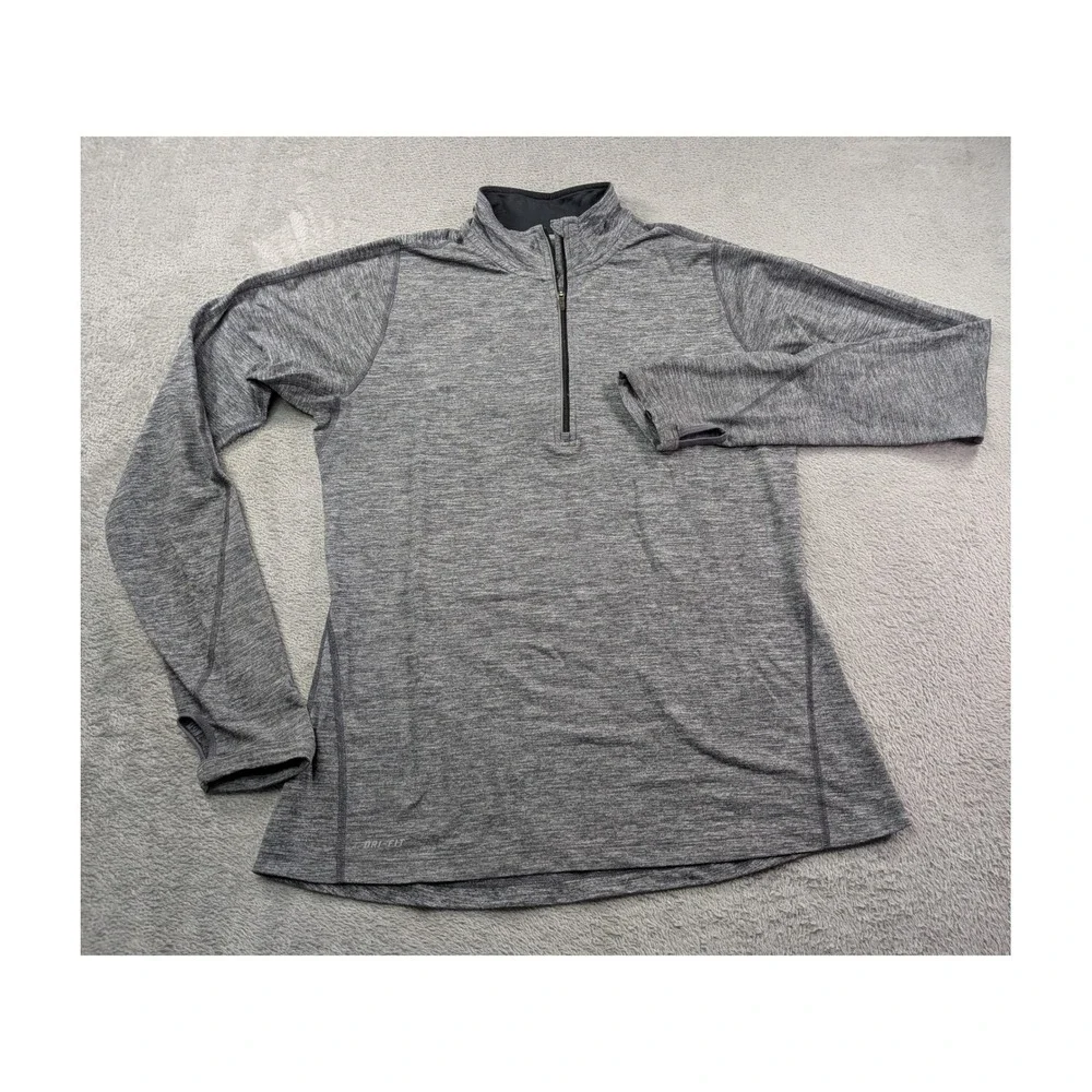 Nike Dri-FIT Element Womens Gray Heather Quarter Zip Running Top 481320-063 M
